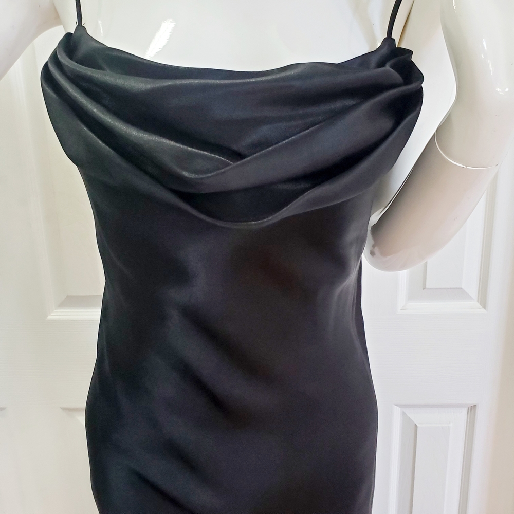 Jump Black Satin Slip Gown Size 3/4 LProm Formal Evening Dress Y2K 90's Inspired